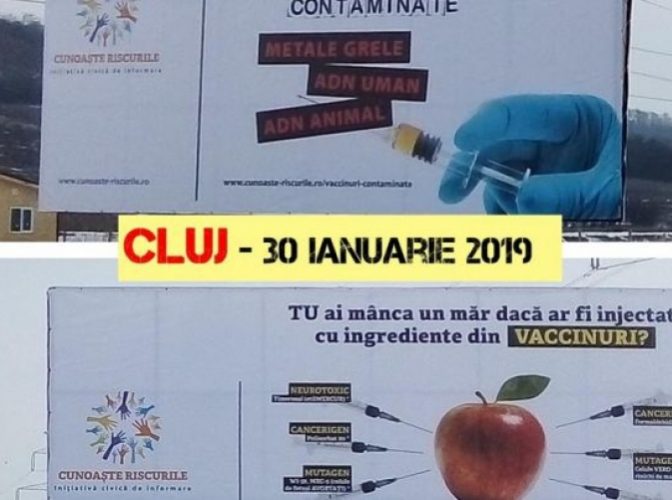 SCANDALOS: În plin scandal de EPIDEMIE de gripă au apărut panouri anti-vaccinare în mai multe orașe din țară