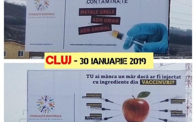 SCANDALOS: În plin scandal de EPIDEMIE de gripă au apărut panouri anti-vaccinare în mai multe orașe din țară
