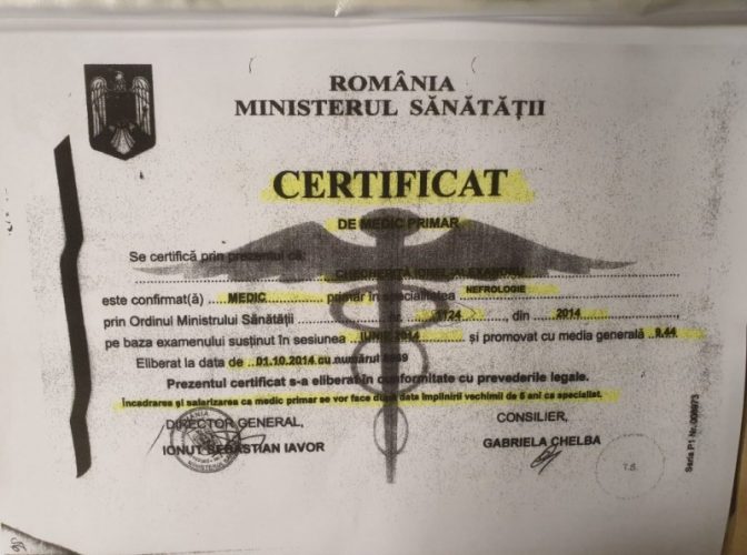 Scandal la Ministerul Sănătății: Șeful Comisiei de Nefrologie din România a devenit medic primar printr-un fals grosolan